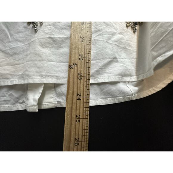 J Crew Size 8 Women Jeweled Sateen Shell White Top 02744 Sleeveless V23 - Picture 7 of 9